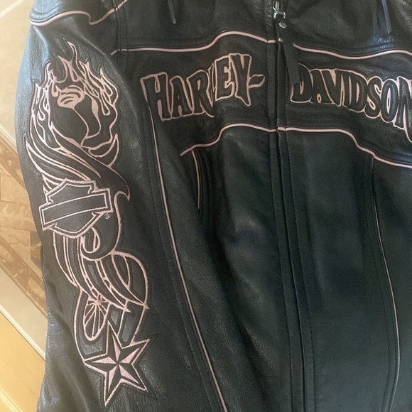 Harley-Davidson Jackets & Blazers - Women’s Harley Davidson Leather Jacket Pink Rose, petite Small EUC​​​​​​​​
